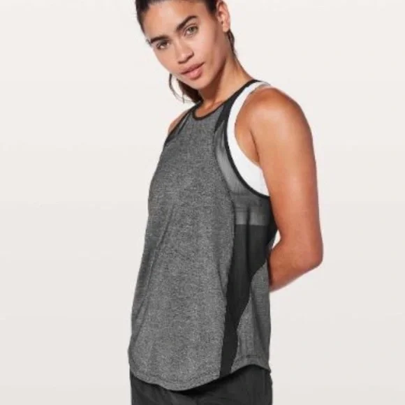 Lululemon Run Off Route Sheer Tank Top Racerback Crisscross Strappy Back Black 8 - Picture 4 of 15